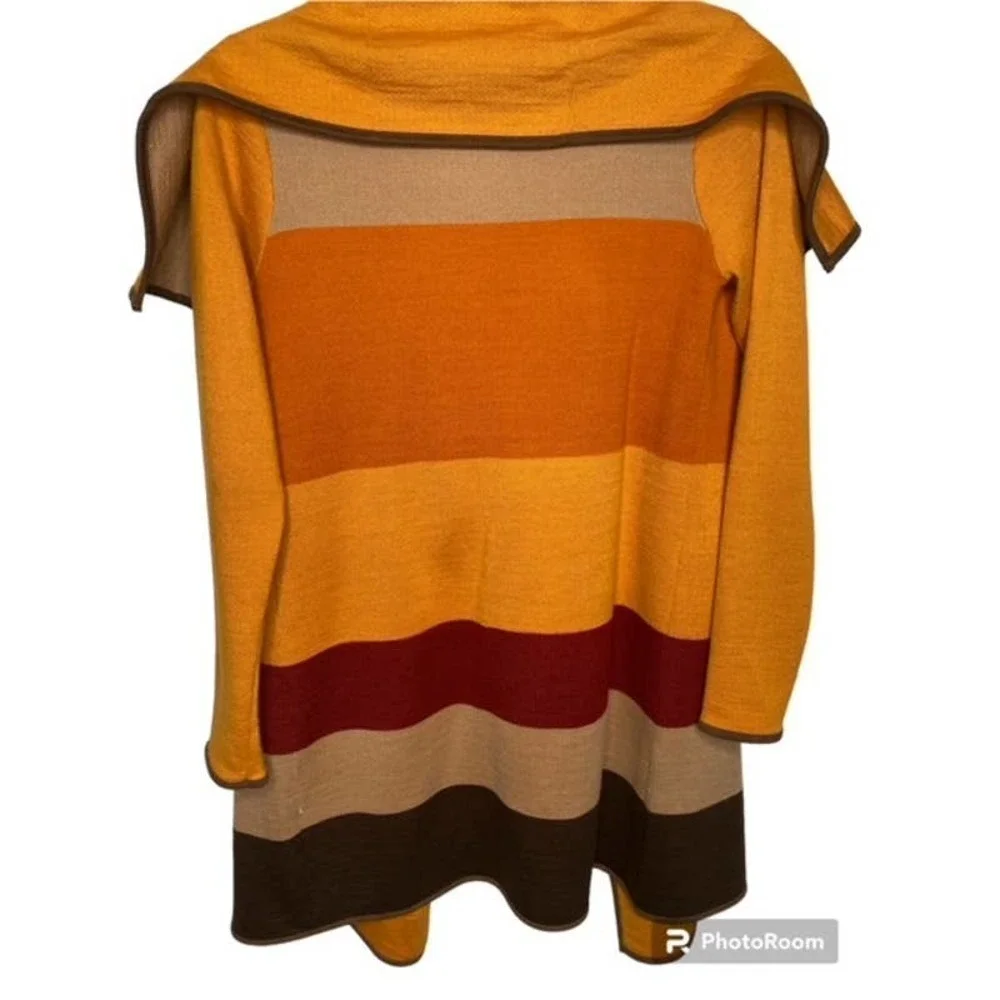 GJB New York Wool‎ Blend Color Block Long Sweater Duster S
